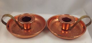 Vintage Copper Pair Candlesticks Copper Craft Guild Mass C1975