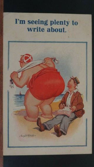 Donald Mcgill Comic Postcard: Bbw Fat Bottom Lady & Seaside Theme