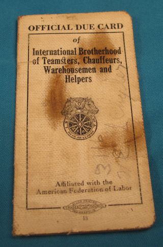Teamsters Trade Union Local 162 Afl Portland Or 1944 Dues Card Book With Stamps