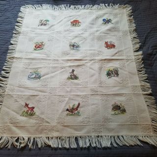 Vintage Handmade Knit Afghan Throw Blanket Wool Crochet Needlepoint 45l " X 37w "