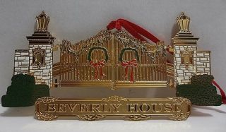 Highland Park Texas Iconic Beverly House Gold Plated Metal Ornament Front Gate