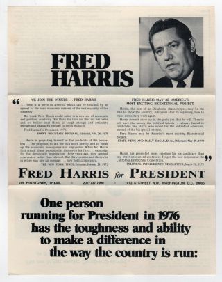 1976 Fred Harris President Political Brochure Us Senator Oklahoma Senate Ok