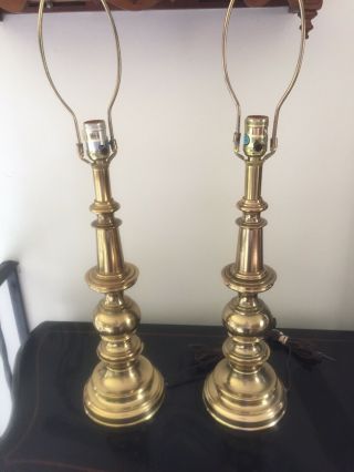 Stiffel Brass Lamps Vintage Pair Set Of 2 Mcm Mid Century Modern Hollywood