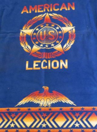 Rare 1940s - 50s Beacon Camp Blanket American Legion Patriotic Indian Design