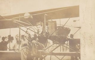 Old Real Photo Postcard Aviation Biplane Signed By George Schmidt Died In Crash