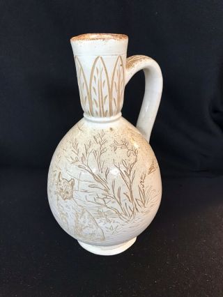 Royal Doulton Barlow Pitcher With Cats And Birds