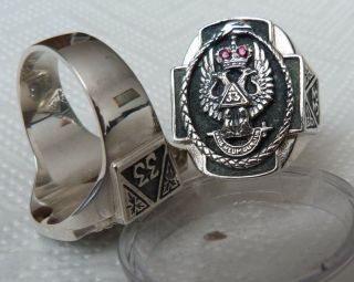 Mason Ring Silver 925 Masonic Scottish Rite 33rd Degree