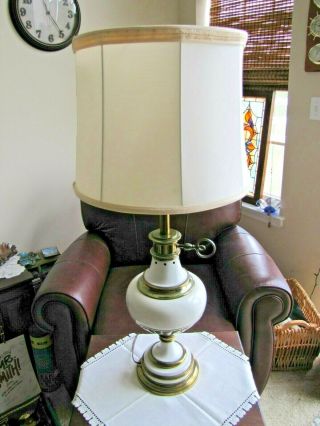 Vintage Stiffel Enameled Brass Torchiere Table Lamp 2