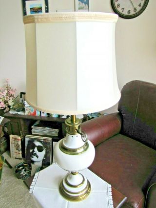 Vintage Stiffel Enameled Brass Torchiere Table Lamp 3