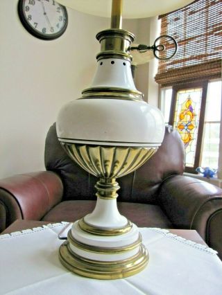 Vintage Stiffel Enameled Brass Torchiere Table Lamp 4