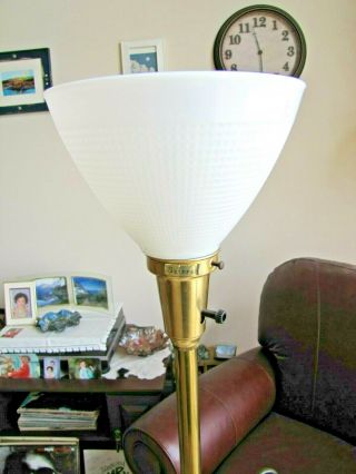 Vintage Stiffel Enameled Brass Torchiere Table Lamp 5