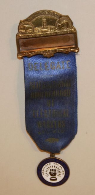 1958 Cleveland Ohio Ibew Electrical Workers Labor Union Delegate Ribbon Badge