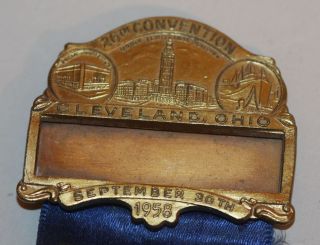 1958 Cleveland Ohio IBEW Electrical Workers Labor Union Delegate Ribbon Badge 2