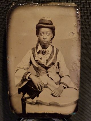 African American Woman Sixth Plate Tintype.  Clarity & Quality.