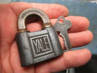 Small Old Ptpk Push Key Miniature Padlock Lock Yale With The Key.  N/r