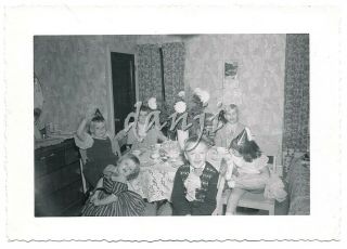 Six Birthday Party Kids With One Downs Syndrome Disability Girl Old Photo