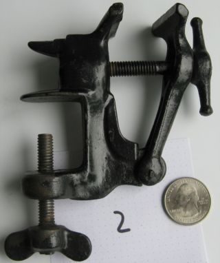 Antique Miniature Hobby Vise 2 Clockmaker Jewellers Salesman 1 5/8 " Wide 1 " Open