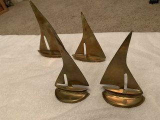 Vintage Brass Boat Sailboat Nautical Set