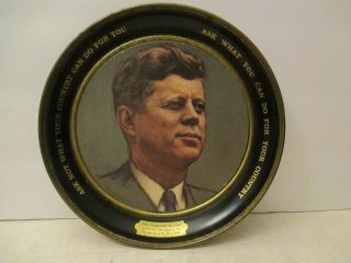 1960s 8 1/2 " President John F.  Kennedy Metal Collector Plate - In Memoriam