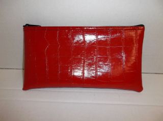 5 Premium Red Lizard Skin Pattern Leather Like Bank Deposit Money Bag