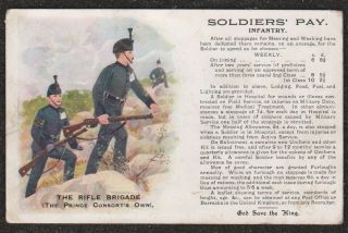 1914 Ww1 Soldiers Pay Infantry The Rifle Brigade Gale & Polden Postcard Military