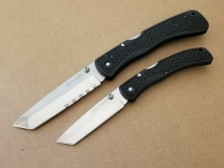 Vintage 2pc set Cold Steel Voyager Folding Knives Small & Large Tanto Blade 2