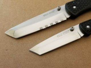 Vintage 2pc set Cold Steel Voyager Folding Knives Small & Large Tanto Blade 3
