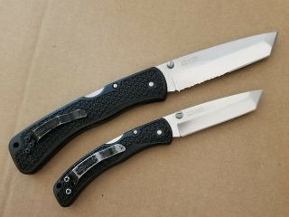 Vintage 2pc set Cold Steel Voyager Folding Knives Small & Large Tanto Blade 4