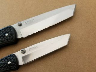 Vintage 2pc set Cold Steel Voyager Folding Knives Small & Large Tanto Blade 5