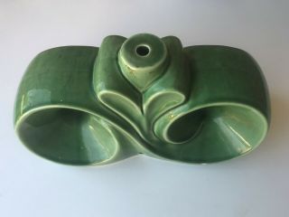 Mid Century Modern Green Pottery Ceramic Lamp Base Figurine 3