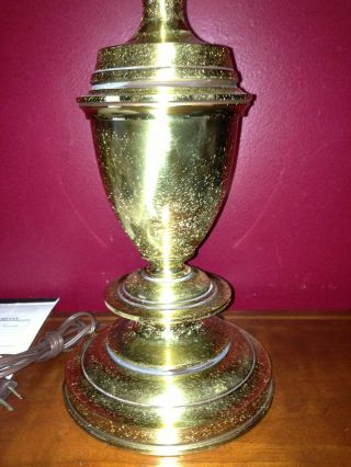 Vintage Stiffel Brass Trophy Urn Hollywood Regency Table Lamp 3 - Way Light 3