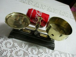 Vintage Rare Pharmacy Small Lovely Scale In Iron & Brass Up To 600 Grams.  Marked