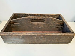 Antique Vintage Wooden Tool Caddy 17 " X 10 3/4 " With Metal Base