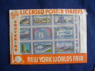 1939 York World ' s Fair Envelope of 54 Licensed Poster Stamps Souvenir 4