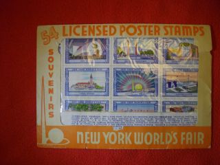 1939 York World ' s Fair Envelope of 54 Licensed Poster Stamps Souvenir 5