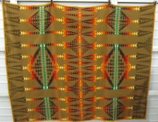 Pendleton Brown & Multi Colour Stripe Pattern Wool Blend Blanket 6.  5 