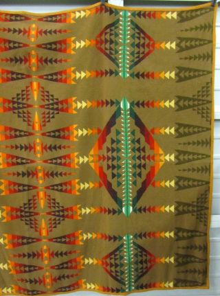 Pendleton Brown & Multi Colour Stripe Pattern Wool Blend Blanket 6.  5 ' x 5 ' 2