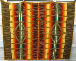 Pendleton Brown & Multi Colour Stripe Pattern Wool Blend Blanket 6.  5 ' x 5 ' 3