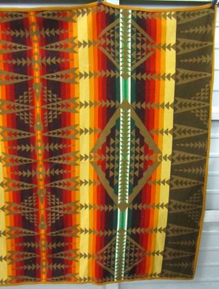 Pendleton Brown & Multi Colour Stripe Pattern Wool Blend Blanket 6.  5 ' x 5 ' 4