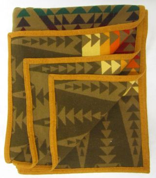 Pendleton Brown & Multi Colour Stripe Pattern Wool Blend Blanket 6.  5 ' x 5 ' 6