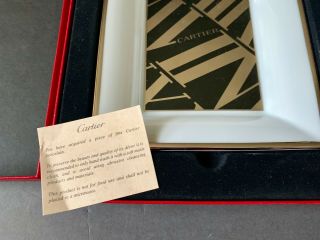 Signed CARTIER France SIHH 2008 ROMAN NUMERALS Limoges Plate Pin Dish Tray w BOX 2