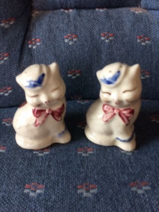 Vintage Shawnee Puss N Boots Salt And Pepper Shakers With Label