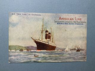 S.  S.  " York " At Cherbourg American Line Southampton York Steamer 1915 Pc