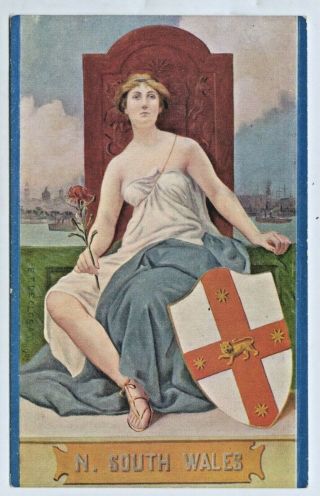 C.  1905 Aust Postcard Artist Signed E T Declosay South Wales State Emblem D46