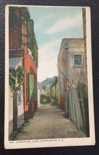 Charleston,  Sc Longitude Lane 20’s Post Card