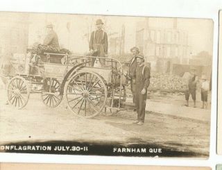 Rppc Farnham,  Canada: Disater July 1911 Conflagration Horse Drawn Fire Wagon