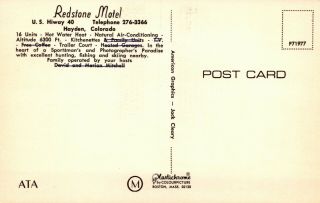 Redstone Motel Hayden Colorado 1950s Chrome Postcard 2