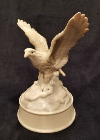 Arnart Porcelain Eagle Figurine Music Box Plays America The 1985