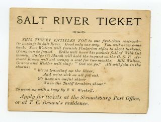 Salt River Ticket Mystery Political Election Probably 1880 