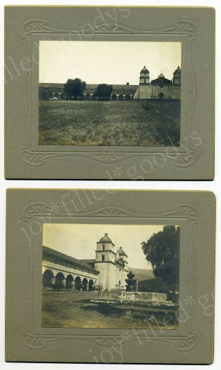 1900s DIFFERENT VIEWS OF SANTA BABARA MISSION 3 CALIFORNIA CABINET PHOTO ' S 2